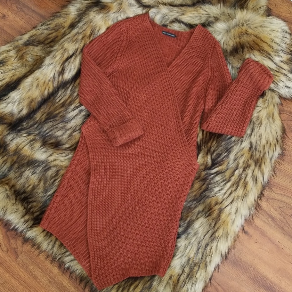 Burnt orange sweater dress